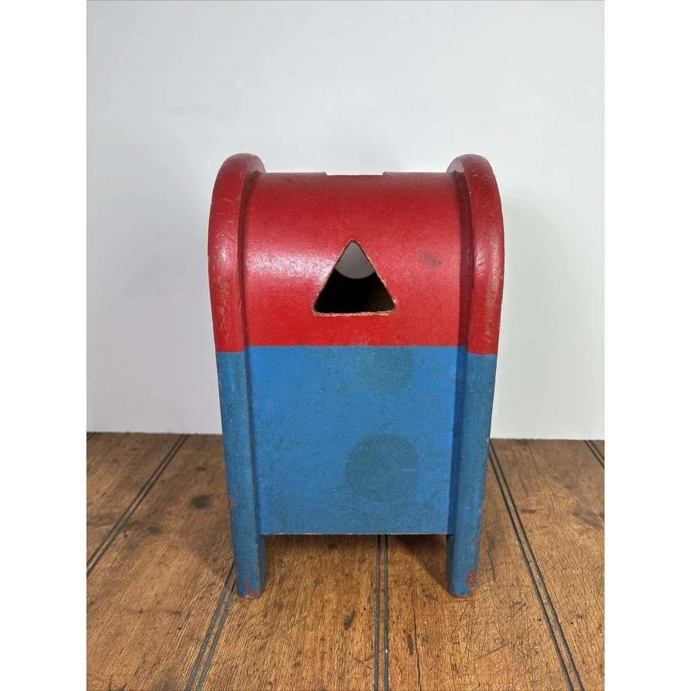 Vintage Wooden Playskool Postal Station Mailbox 10.5 Inches Tall No Blocks